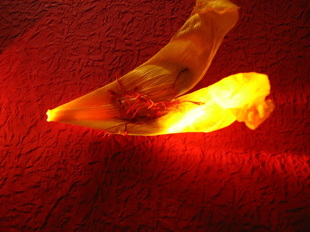 Close-up of red saffron threads showing quality and color
