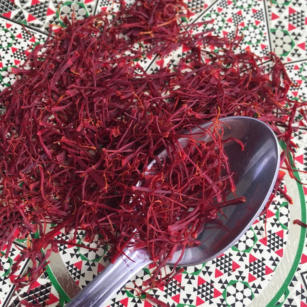High quality red saffron threads, showing premium grade saffron